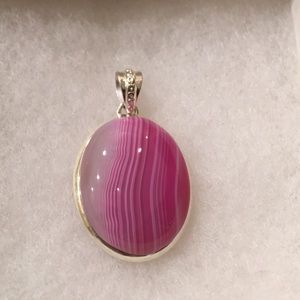 NATURAL PINK AGATE STONE 925 PEDANT